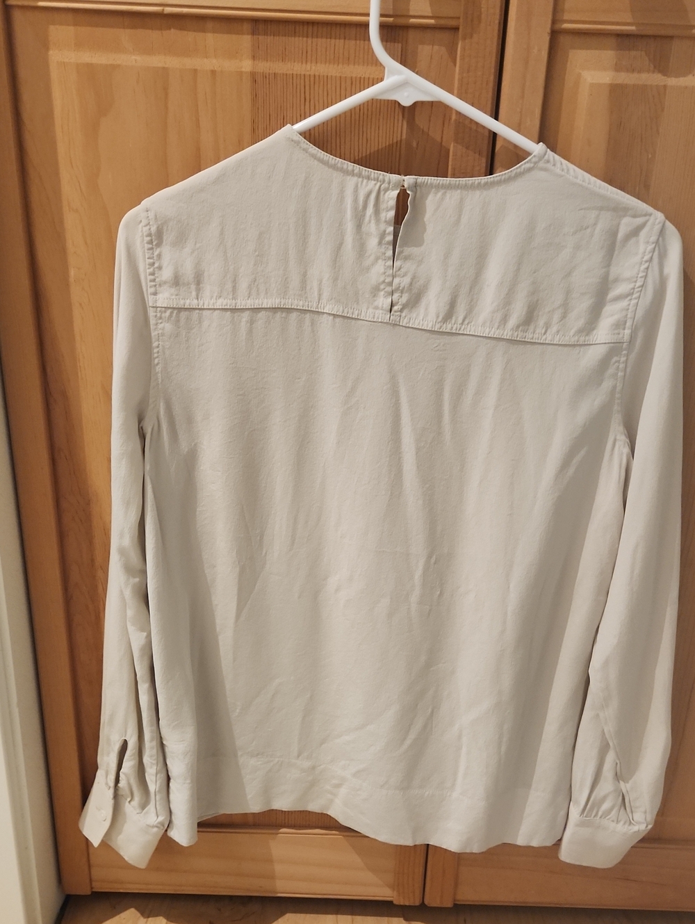 Everlane Silk Blouse Shirt Long Sleeve Size 2 Beige - Picture 2 of 8